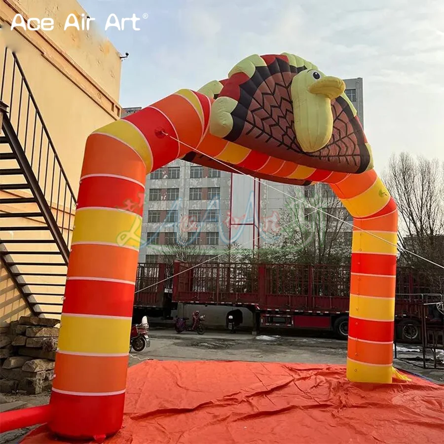 Arc de dinde gonflable multicolore pour Thanksgiving, arche rigourpersonnalisée, entrée extérieure pour la décoration de vacances ou la publicité