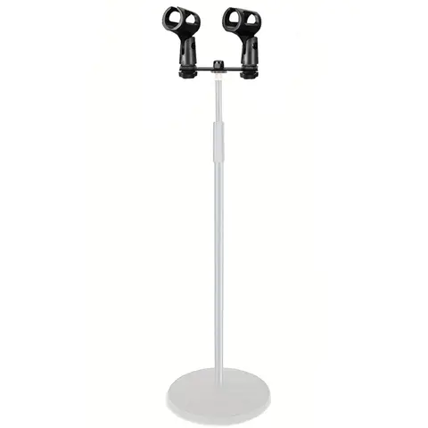 Dual Microphone Clip Crossbar Accessories, Fixed Spacing Dual Mic Clips, Microphone Head Only Can Be Adjusted up and Down, Live Streaming K-Song Expansion Kit (Floor Stand Not Included)