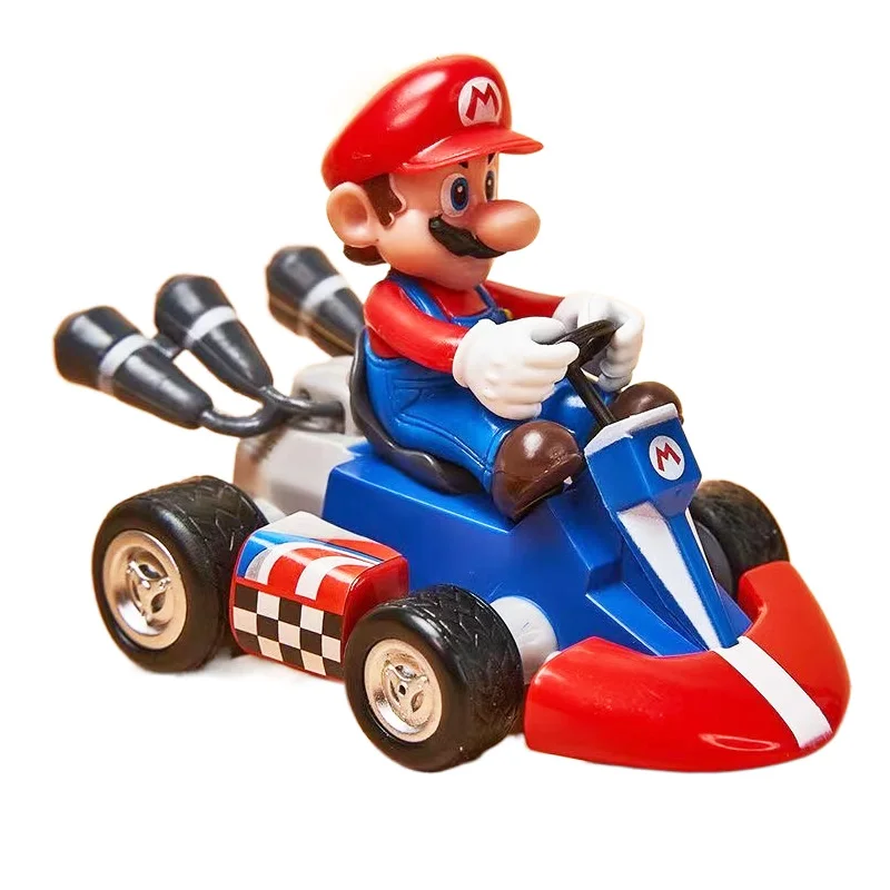 Super Mario Bros Karting Luigi Bowser Princess Peach Yoshi Toad Action Figure Toys Pull Back Car Anime Game Doll Gifts for Kids