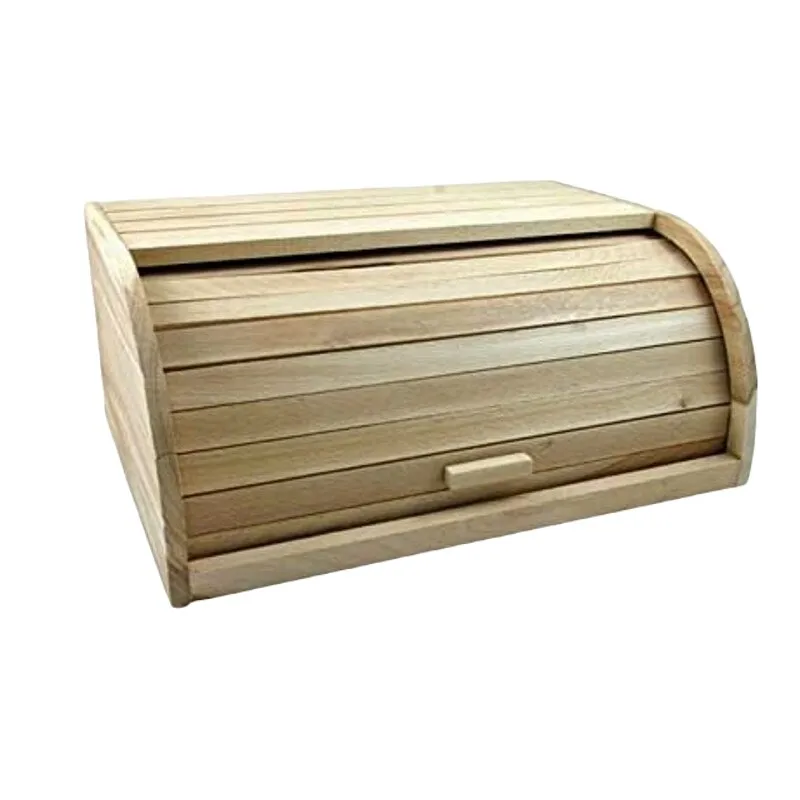 Panera de Madera Natural con Tapa Enrollable, Panera o Recipiente de Comida Seca para Almacenamiento de Cocina