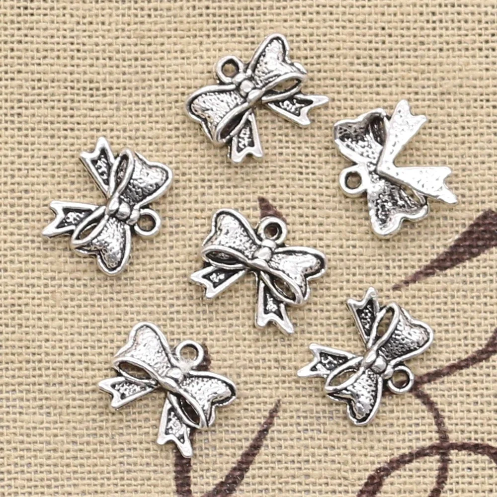 50 sztuk Charms Bowknot Bow 11x10mm antyczny brąz kolor srebrny wisiorki DIY naszyjnik dokonywanie ustalenia Handmade tybetański biżuteria — zdjęcie 2