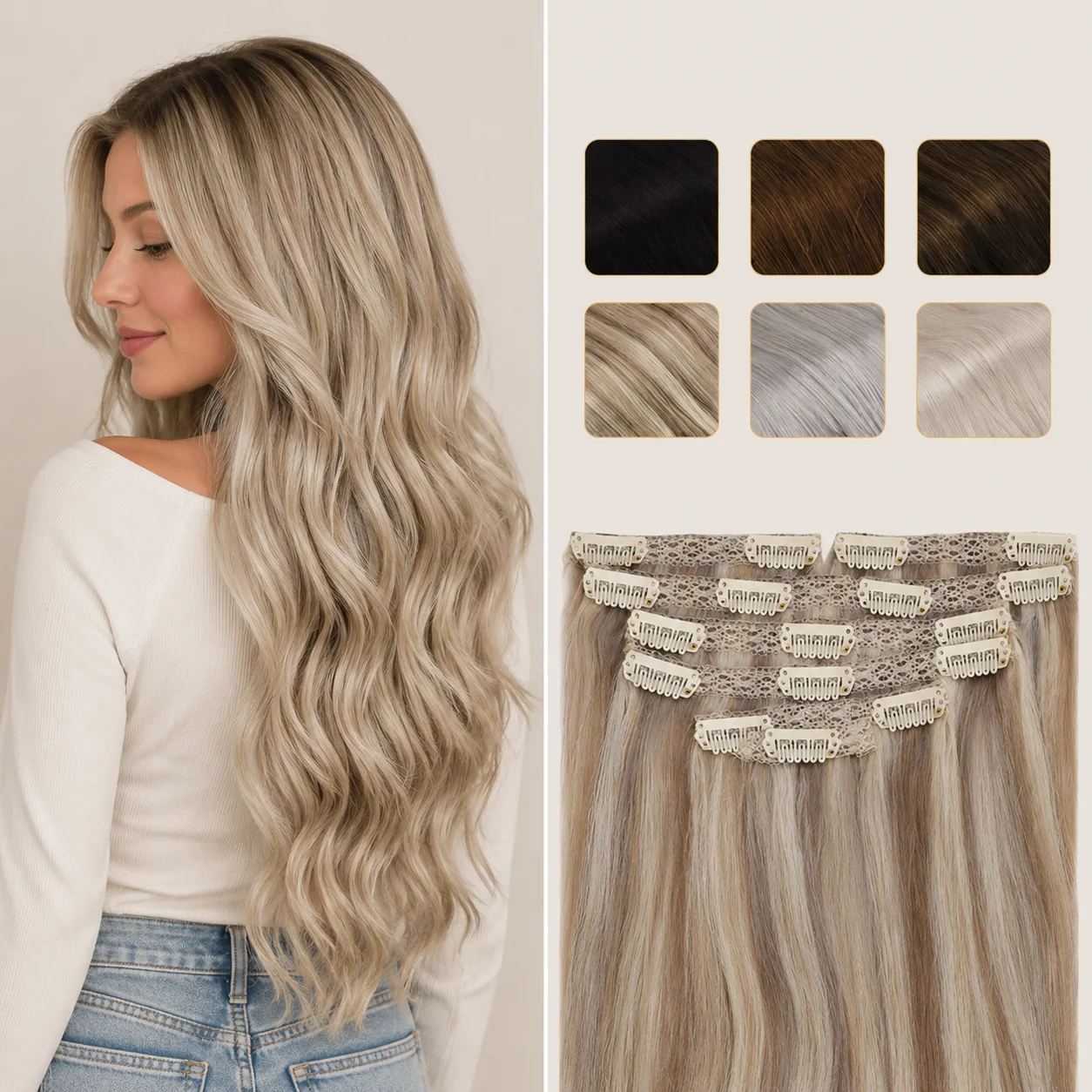 vesunny-clip-in-hair-extensions-human-hair-7pcs-double-weft-clip-on-air-ombre-and-highlighted-color-salon-quality-remy-hair