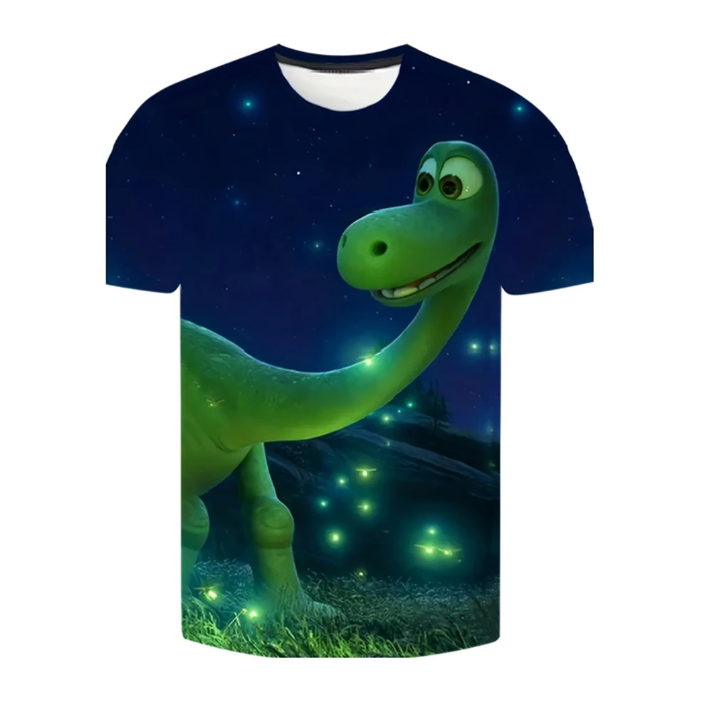 Camiseta de manga curta com impressão dinossauro para meninos, top confortável infantil, roupas casuais para bebês, roupas de verão, 4 peças