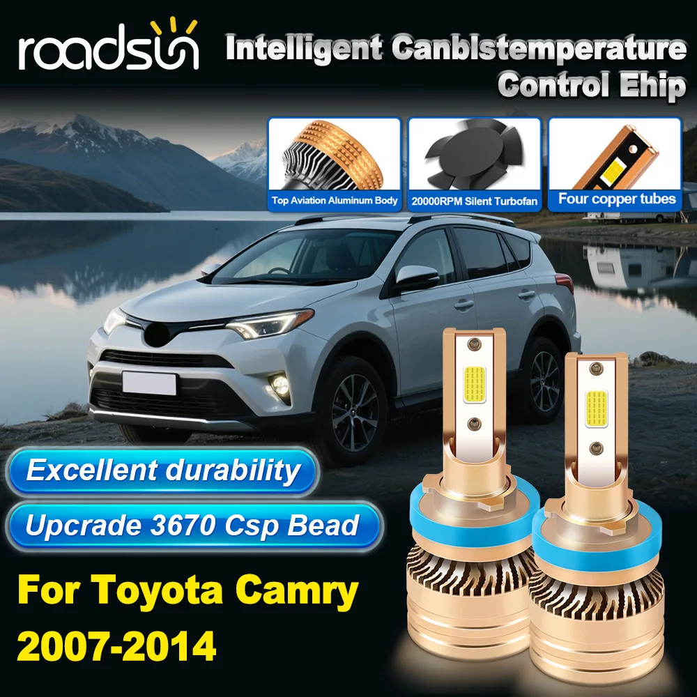 

2 шт. H11 для Toyota Camry 2007-2014 светодиодные фары H11 COB чип 28000LM 6000K белые быстро распространяющие тепло Plug & Play светодиодные лампы