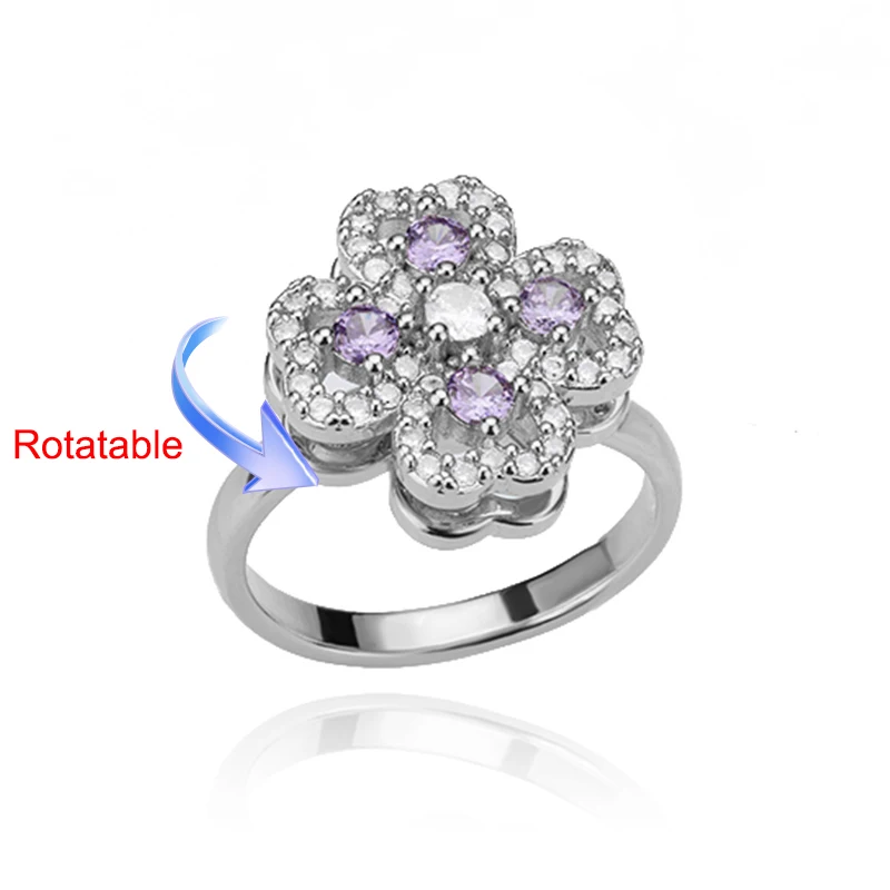Women's Adjustable Stainless Steel Clover Wedding Ring