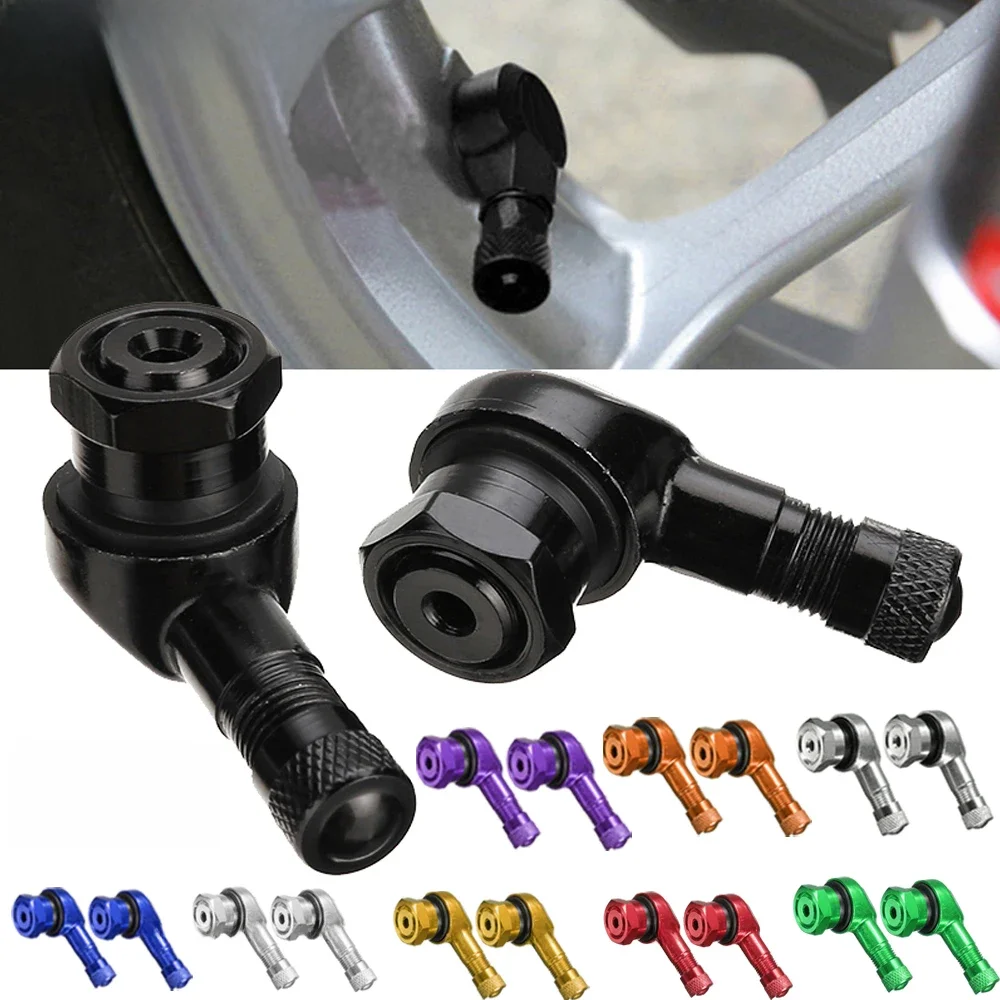 DSYCAR 2 pièces tiges de Valve de pneu de moto CNC à 90 degrés-roues universelles en aluminium de moto pneu NCY bouchons de Valve TWPO anti-fuite