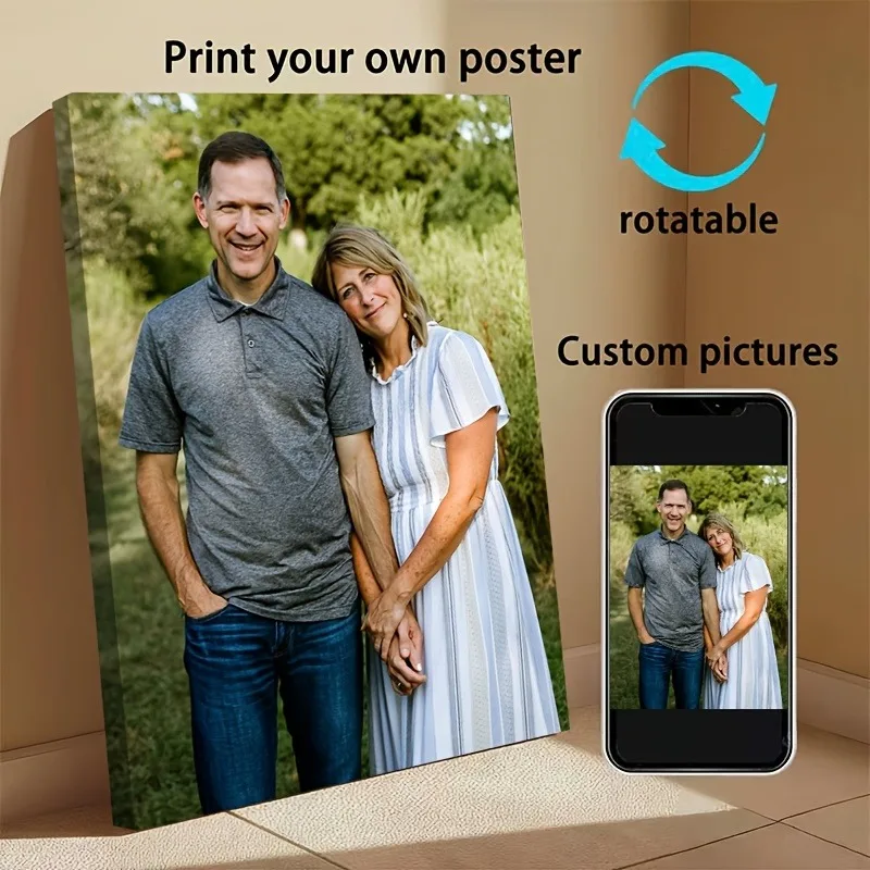 2D flacher Leinwand-Fotorahmen, personalisierter Rahmen im Bohemian-Stil, rahmenloses Porträt-Leinwandbild, Selfie-Upload in verschiedenen Größen