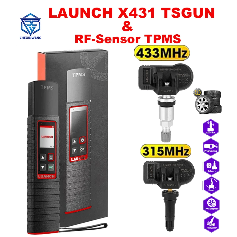 LAUNCH X431 TSGUN TPMS 315 433 MHZ RF-Sensor Activator TSGUN Car Tire Pressure Detector Programming Learning Diagnostic Tools