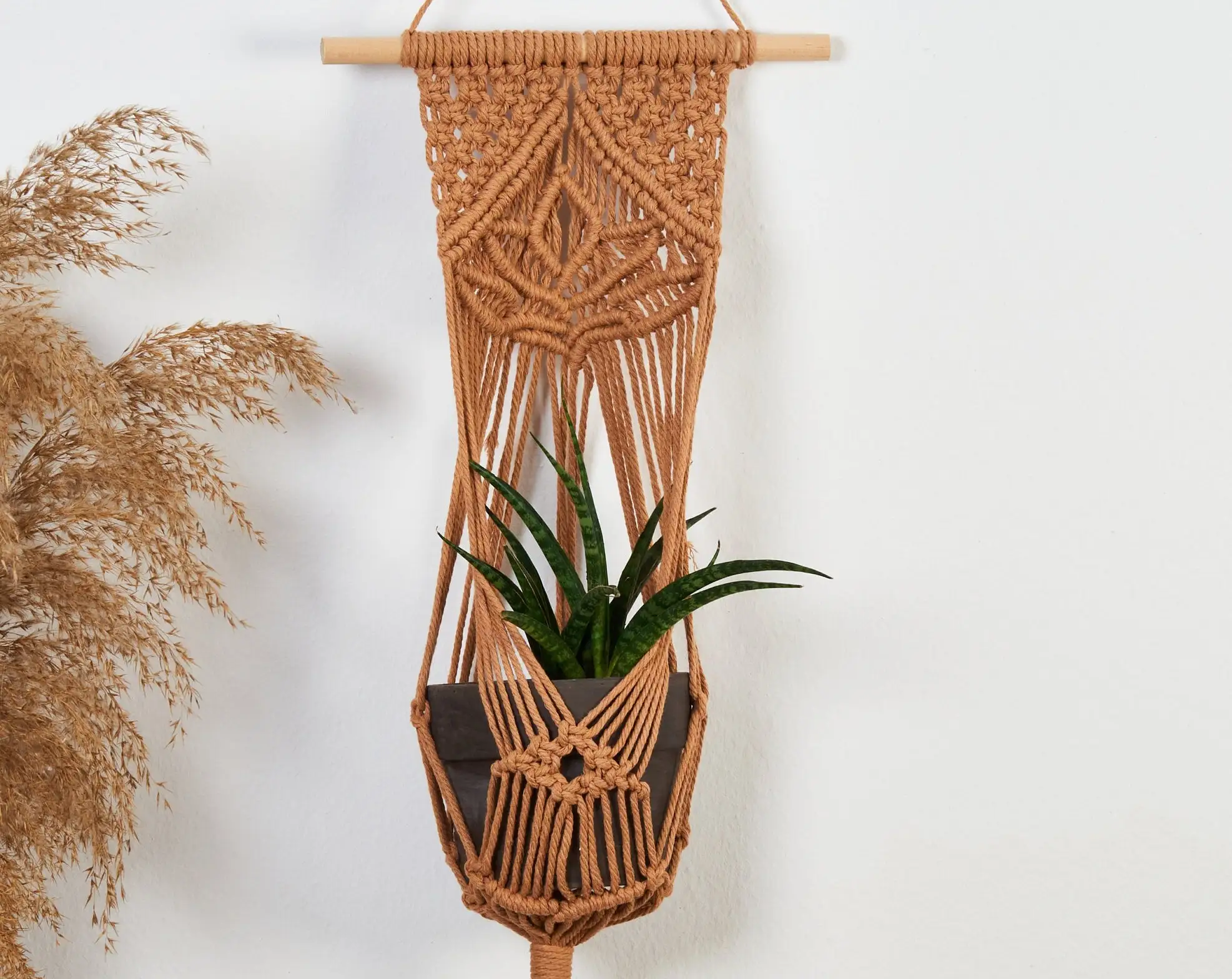 Macrame plant hanger Lotus flower wall hanging Boho planter hammock