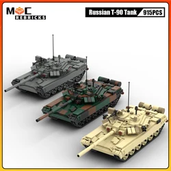 WW2 Army Soldier Military Series Russian Main Battle Tank T-90 Building Blocks Armored Tracked Vehicle Bricks Toys For Children