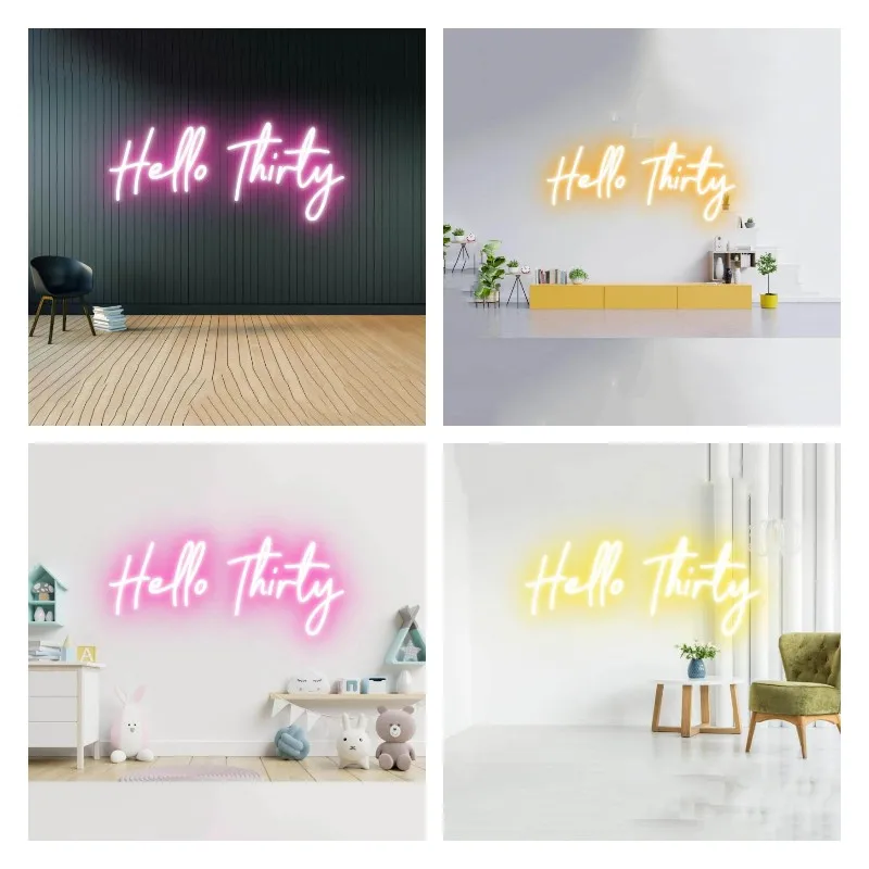 

Custom Hello Thirty Neon Sign Light Flexible Wall Decor Font for Art Home Party Birthday High Quality Acrylic Brightness Design