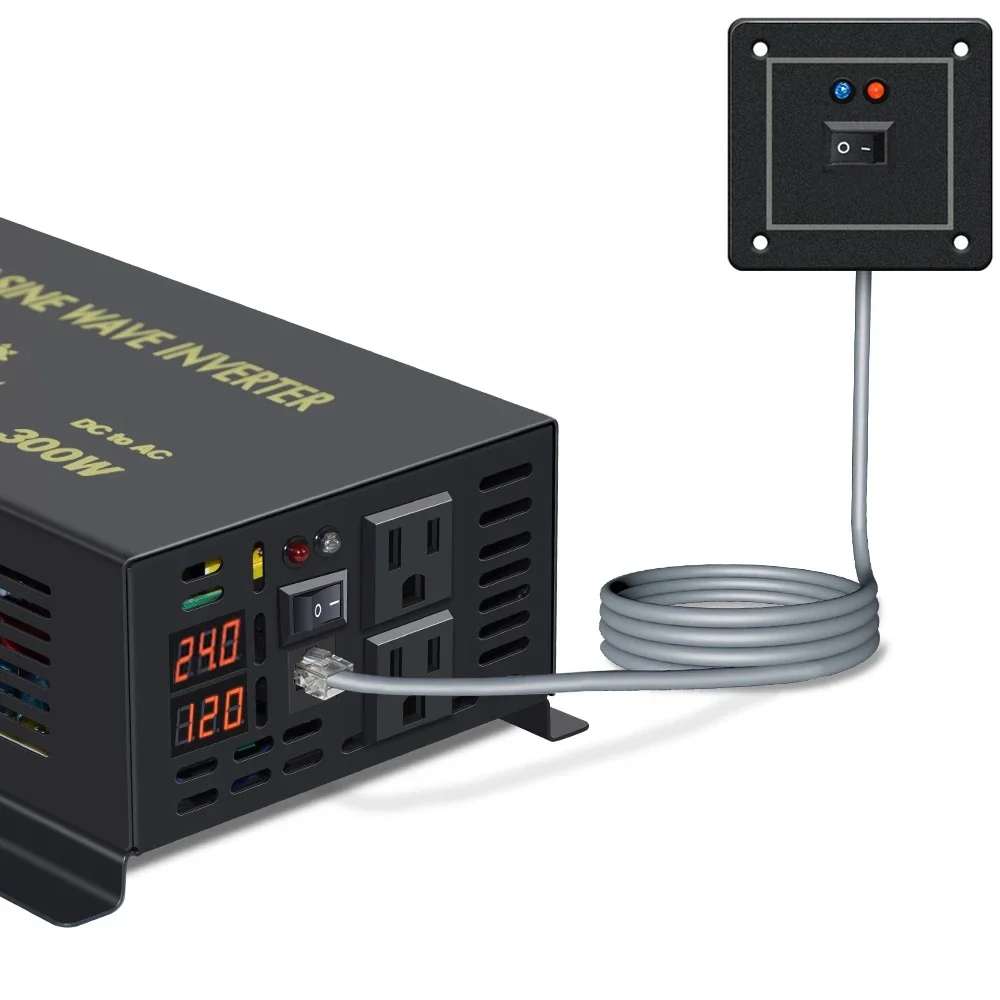 300W Zuivere Sinus Omvormer 12V 220V Transformator 24V 48V 96V DC naar 120V/230V AC Voeding Met Bedrade afstandsbediening - afbeelding 2