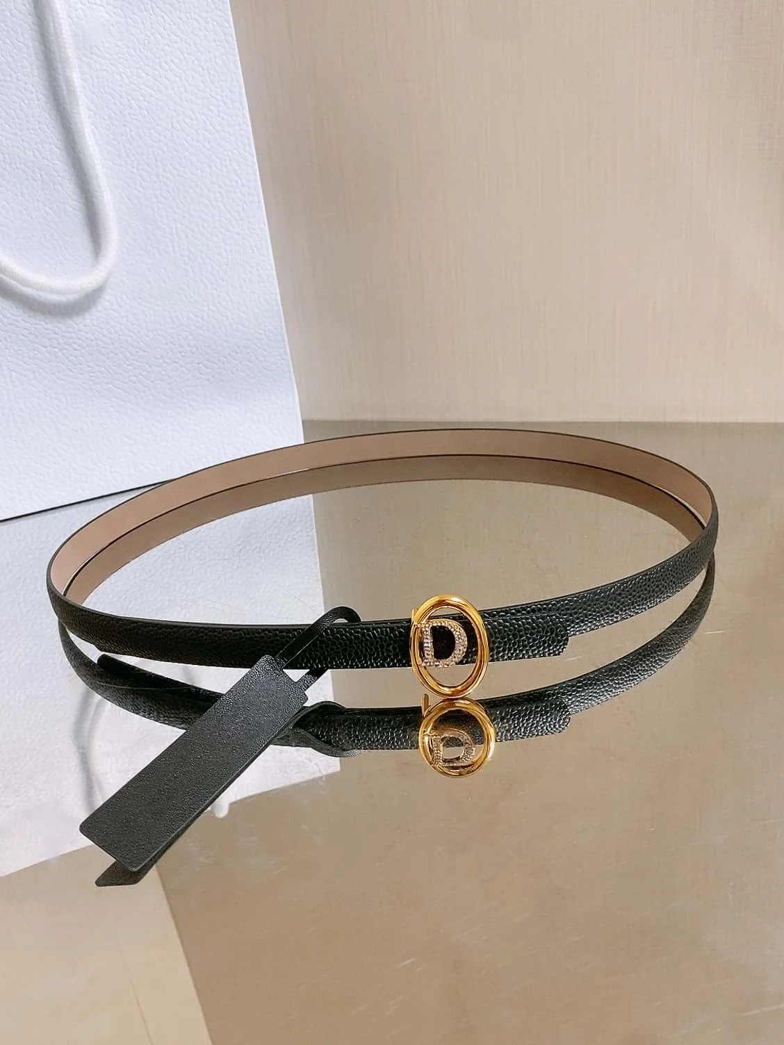 Women Double-sided Belt New Oval Rhinestone Metal Clasp Fashion Retro Simple 2026 Women Belt Width 1.5CM