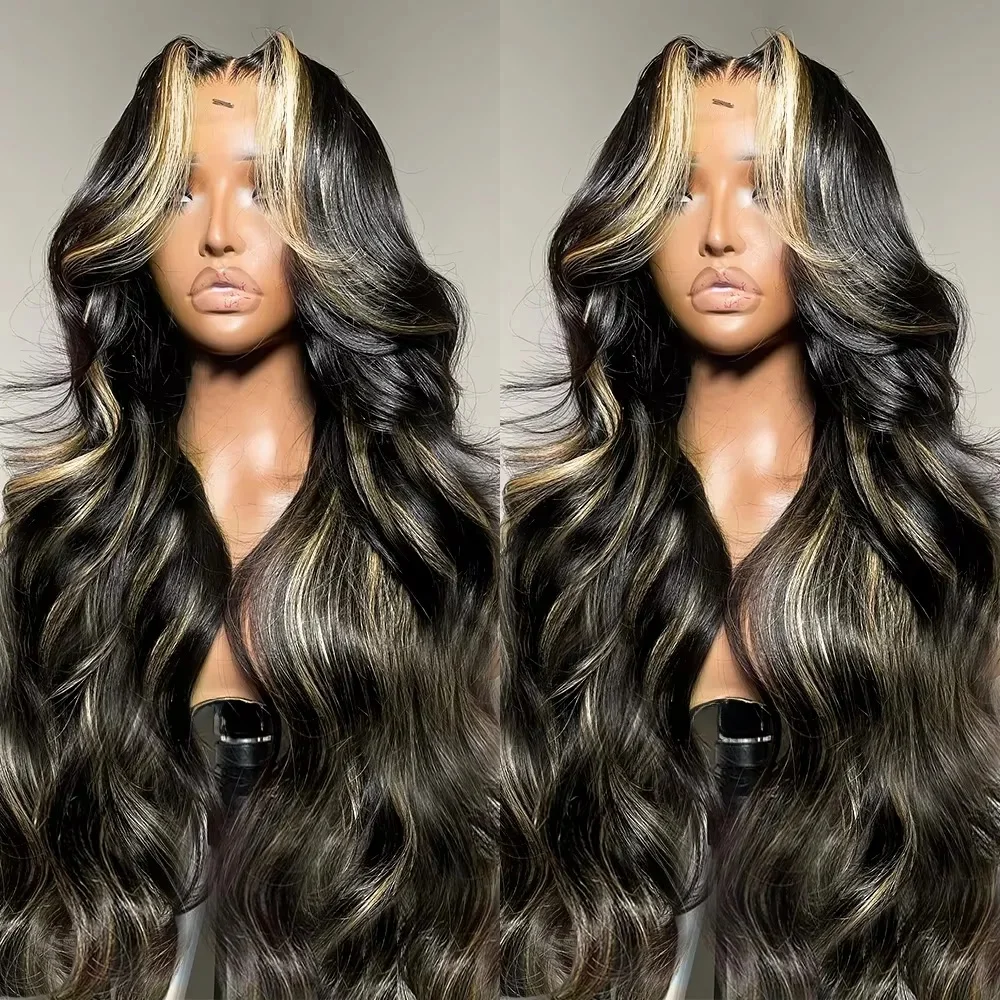 30 40 46 inch Body Wave Lace Front Pruiken 1B/27 Blonde Balayage Hoogtepunt Pruik 13x4 13x6 HD Kant Frontale Pruik 250% Menselijk Haar Pruiken - afbeelding 2