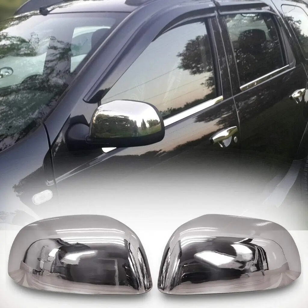 DACIA DUSTER Mirror Covers | 2010-2011 Stainless Steel Exterior Mirror Caps, Chrome Rearview Cases, Side trims, Left and Right, 2 Pieces, Easy Installation