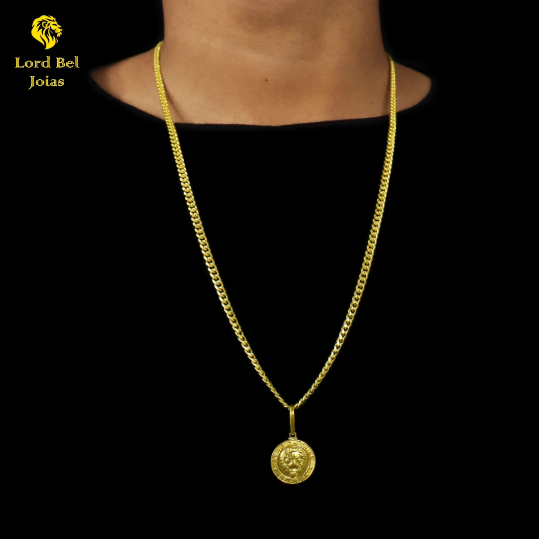 6mm Cuban Chain Kit + Tribe Lion Medal Pendant-Lord Bel Ancient Coin Jewelry with Eternal Guarantee in Color! 18K Brightness