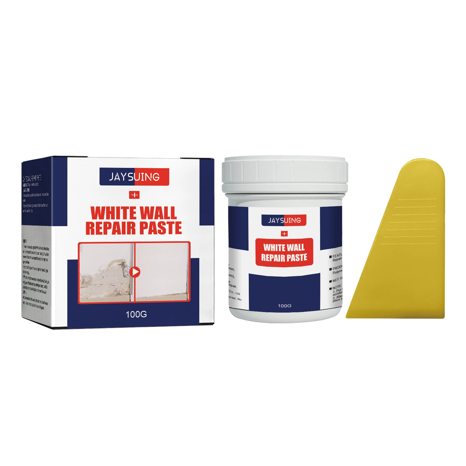 

Jaysuing Waterproof Crack Mildew Resistant White Wall Repair Paste Crack Filling Stains Cleaner Wall Mending Cream