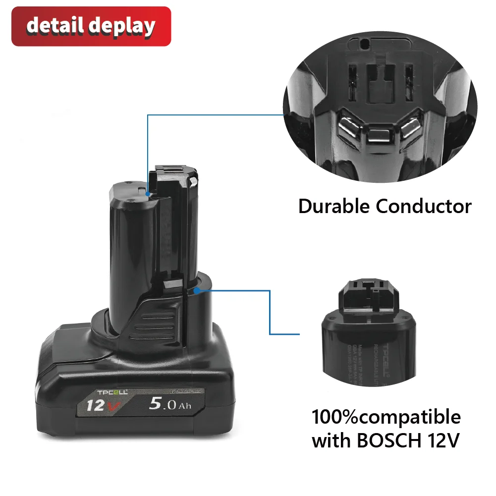 Náhradní baterie TPCELL 12V Bosch 2,5/5Ah BAT411 Bosch 12V Baterie pro BOSCH BAT412A BAT413A D-70745GOP 2607336013 2607336014 - náhled 2