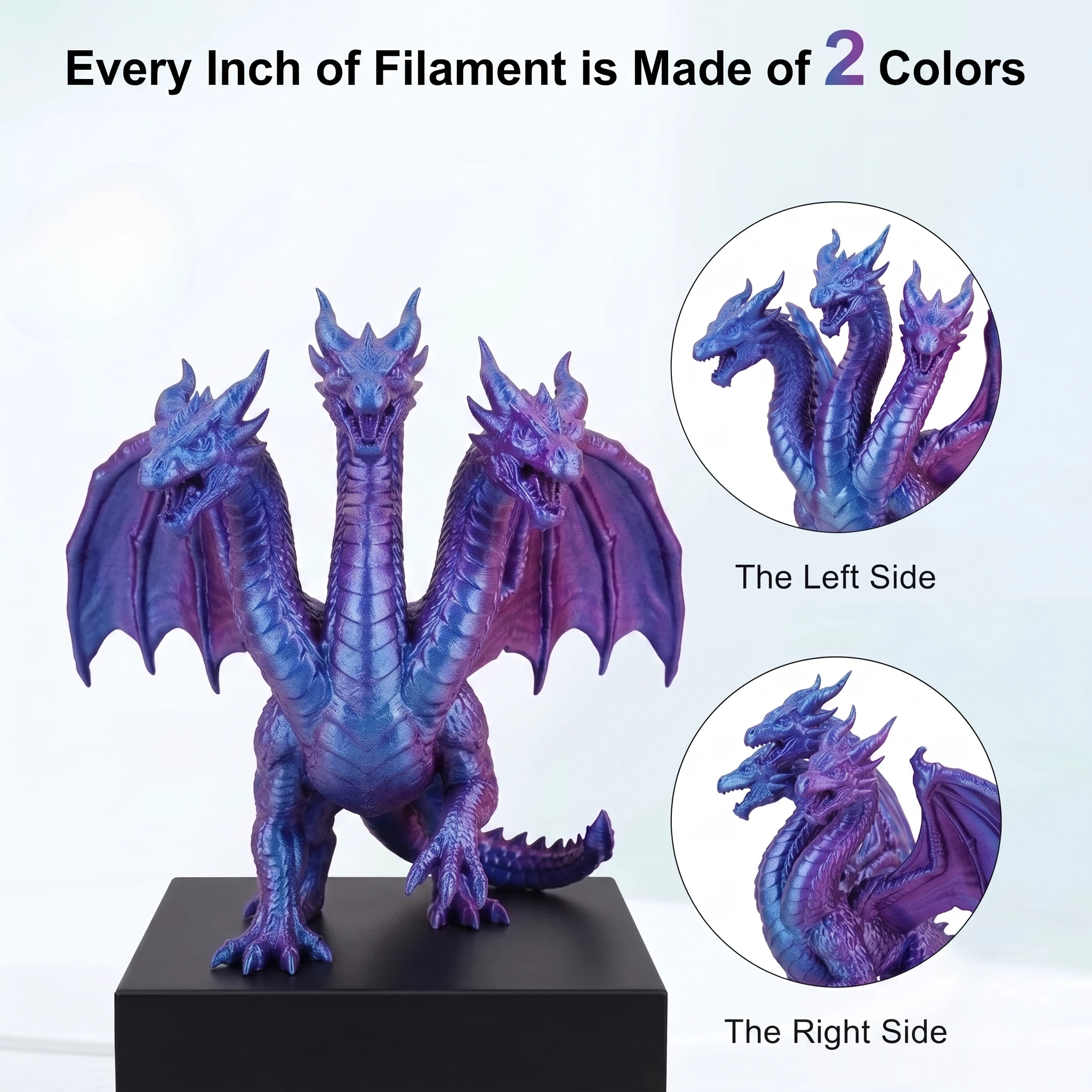 Halloween Silk PLA 1.75mm Dual Color Coextrusion Filament 250g Color Change for Creative 3D Printer Projects