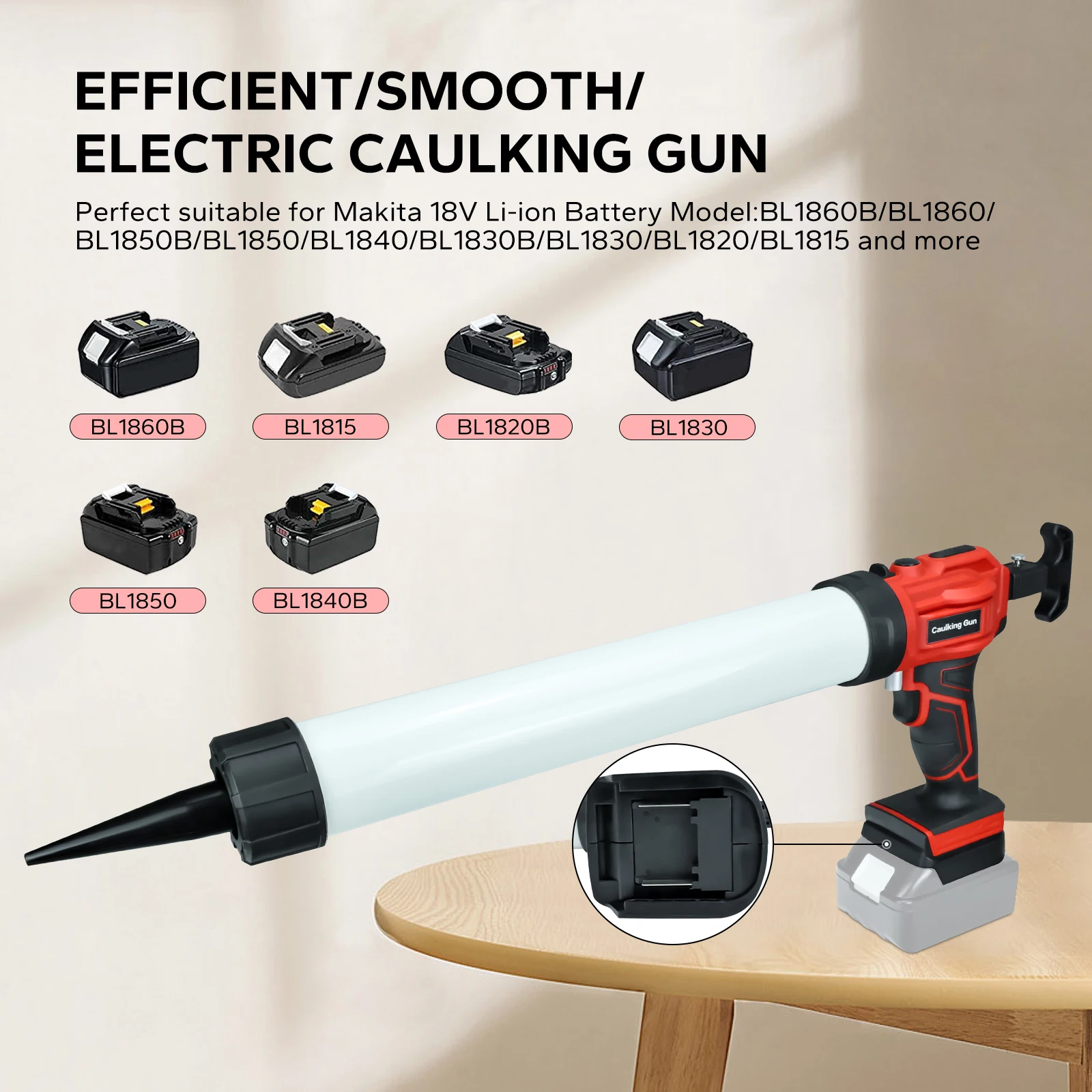 Sausage Caulking Gun for Makita 18V Battery 20oz/600ml No Drip Caulking Gun 4 Speeds Auto Retract Caulk Gun (No Battery)