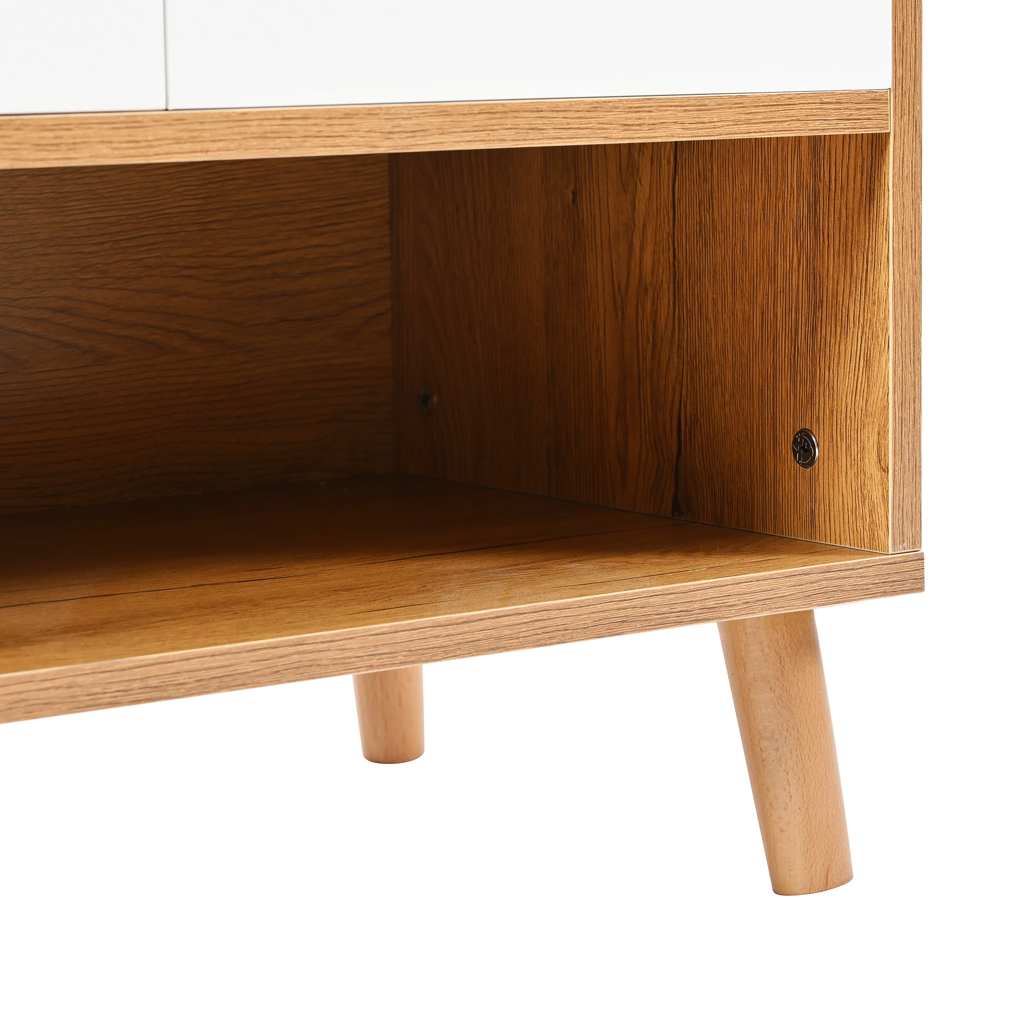 خزانة ملابس، بوفيه، أثاث أحذية مع أرفف قابلة للتعديل، أقدام خشبية صلبة، ارتفاع 99 سم × طول 90 سم × عمق 35 سم