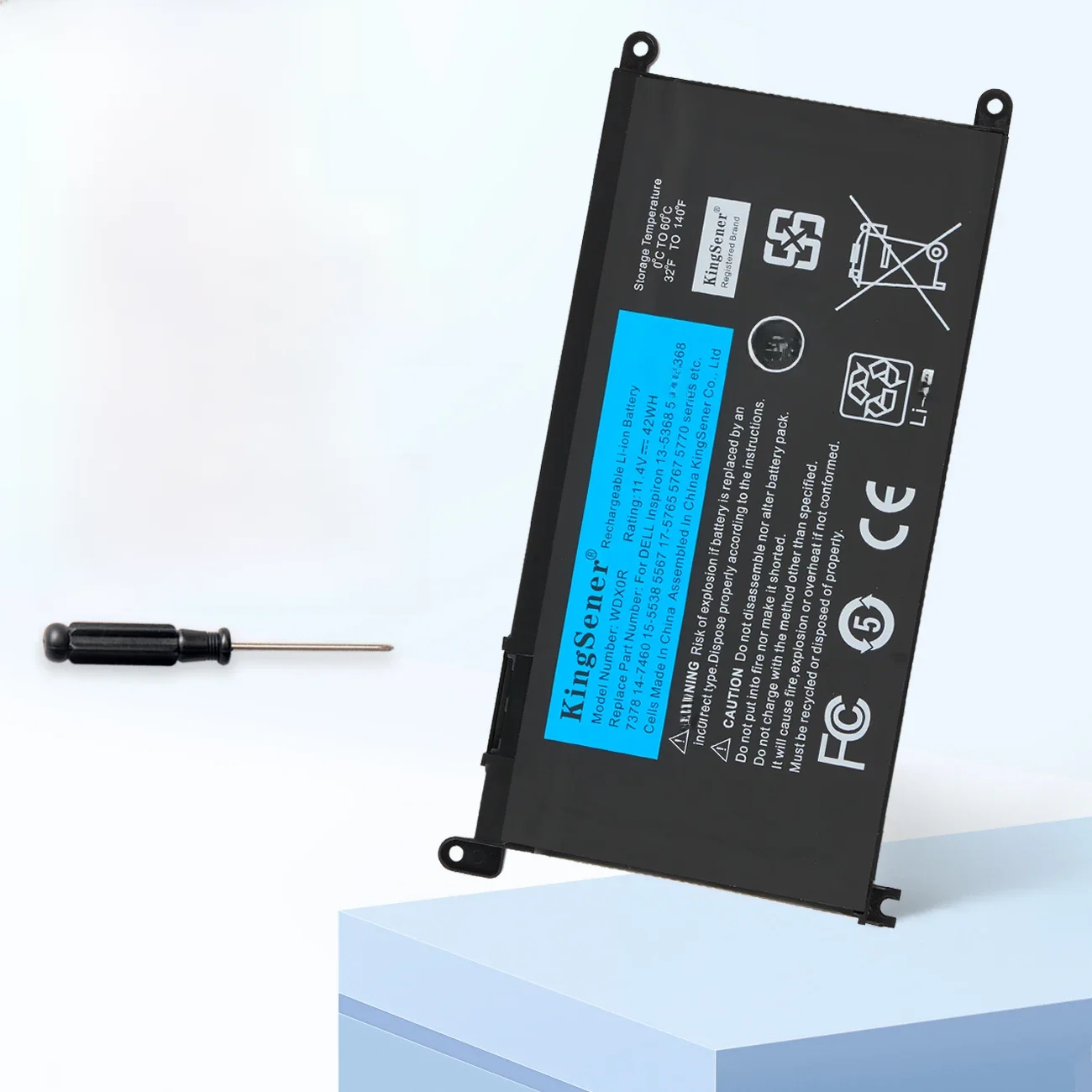 KingSener WDXOR 42WH Bateria do DELL Inspiron 13 5368 5378 14 7460 7472 15 7560 5538 5567 5568 P61F Vostro 14 5468 P61F WDX0R — zdjęcie produktu 7