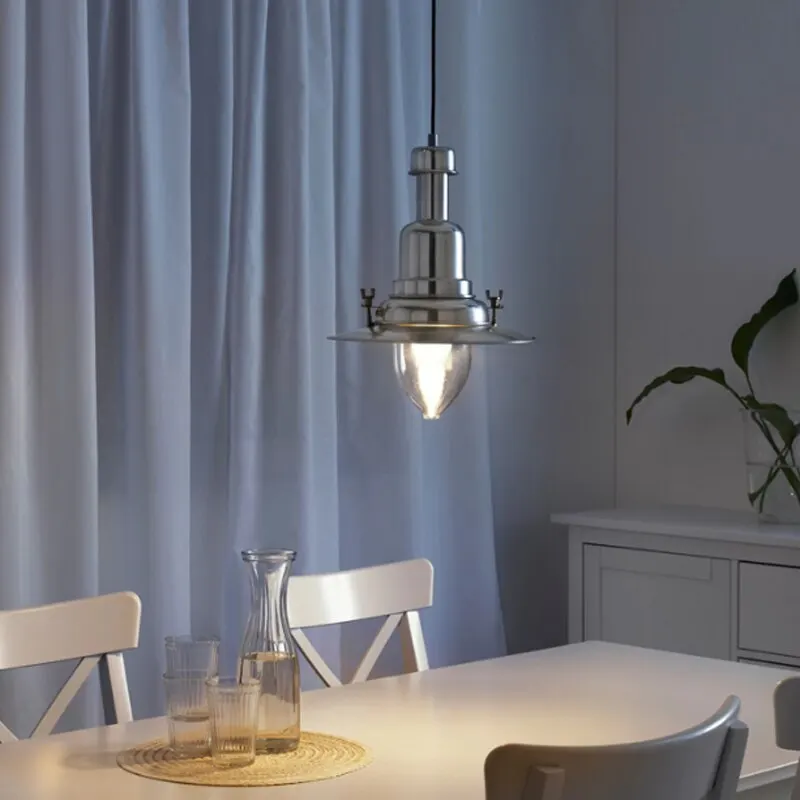 Lampe Suspendue Simple en Fer de Style Rétro Américain, Luminaire Décoratif d'NikChromé, Idéal pour une Salle à Manger, un Loft ou une Chambre à Coucher