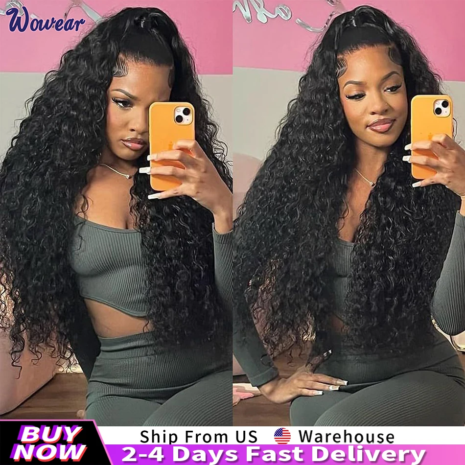 200 Density Curly Human Hair Wigs 13x6 HD Lace Front  Deep Wave Human Hair Wig Brazilian Hair Wigs 13x4 Pre Plucked for Women