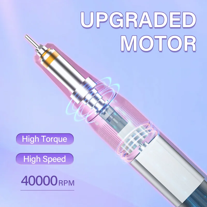 ที่มีประสิทธิภาพ35000/40000RPM ไฟฟ้าที่กรอเล็บ LCD Professional E-File Milling ไฟล์เล็บเครื่องมือ Salon ปากกาเล็บ