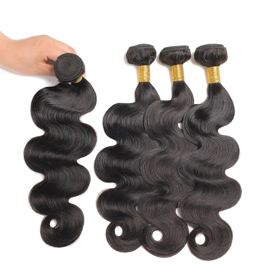 28 30Inch Body Wave Double Drawn Human Hair Bundles with Frontal 13x4 Peruvian Hair Bundles Remy 100% Human Hair Extension