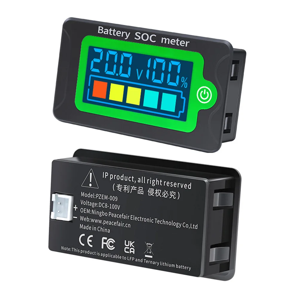 PZEM-009 Waterproof Battery Capacity Indicator DC Voltmeter 8-100V Lead Acid Lithium Iron Battery Tester 12V 24V 48V 72V for Car