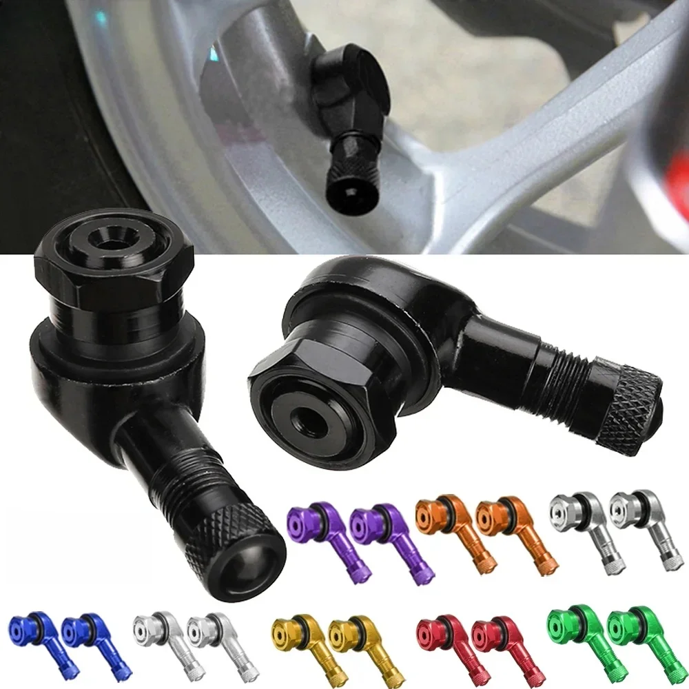 Tiges de Valve de pneu de moto CNC à 90 degrés, 2 pièces, roues universelles en aluminium, bouchons de Valve TWPO anti-fuite NCY
