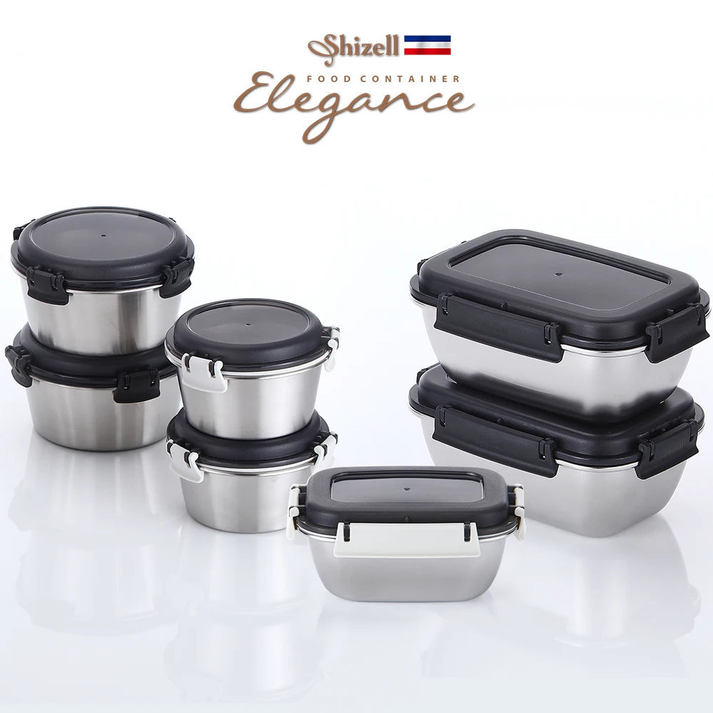 Elegance Food Container Comprehensive 7-Piece Set (Round 350ml-2EA / 550ml-2EA, Square 550ml-1EA / 850ml-2EA) - Refrigerator Side Dish Container, Storage, Organization, Lunch Box, Microwave Safe