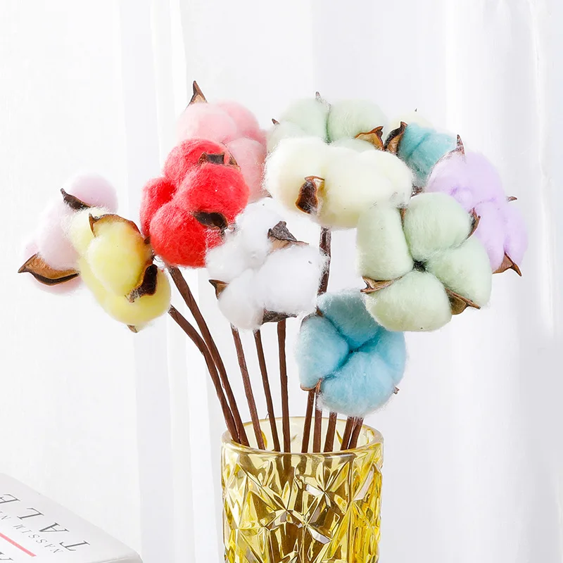 

Dried Cotton Flowers Artificial Plants Floral Branch Decoration Artificial Flowers Christmas Wedding Party Home Room Decoration