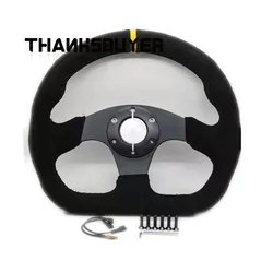 Yellow Red Ring Automobile Modification RC Velour Leather 13-inch 320mm D-Type Flat Racing Drift Steering Wheel