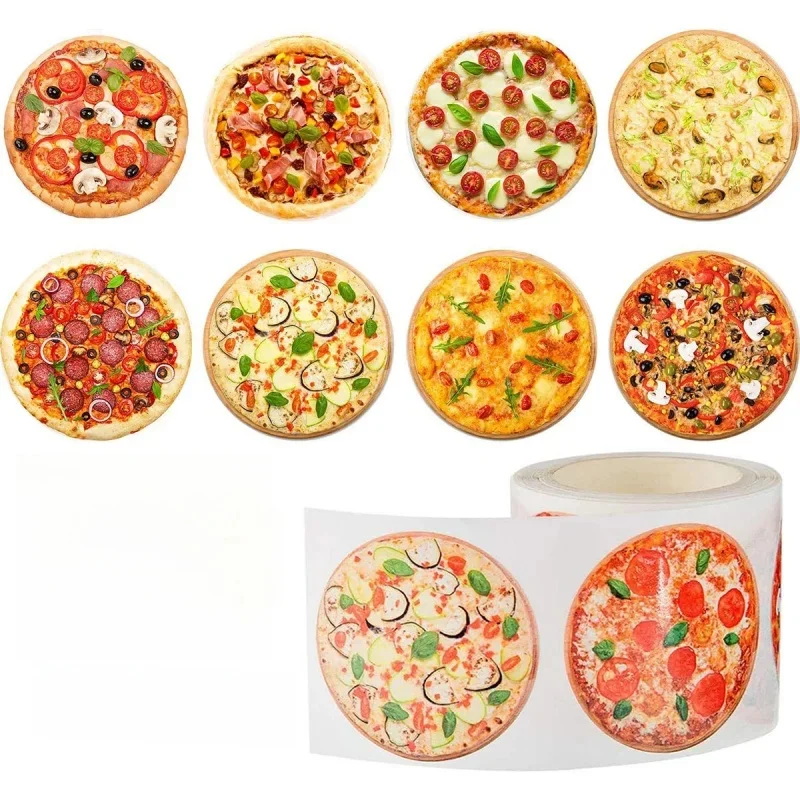 500 stks Pizza Stickers voor Bakken Taart Decor, DIY Voedsel Dessert Zelfklevende Etiketten, Cadeaupapier Afdichting Stickers voor Envelop Zakken - afbeelding 2