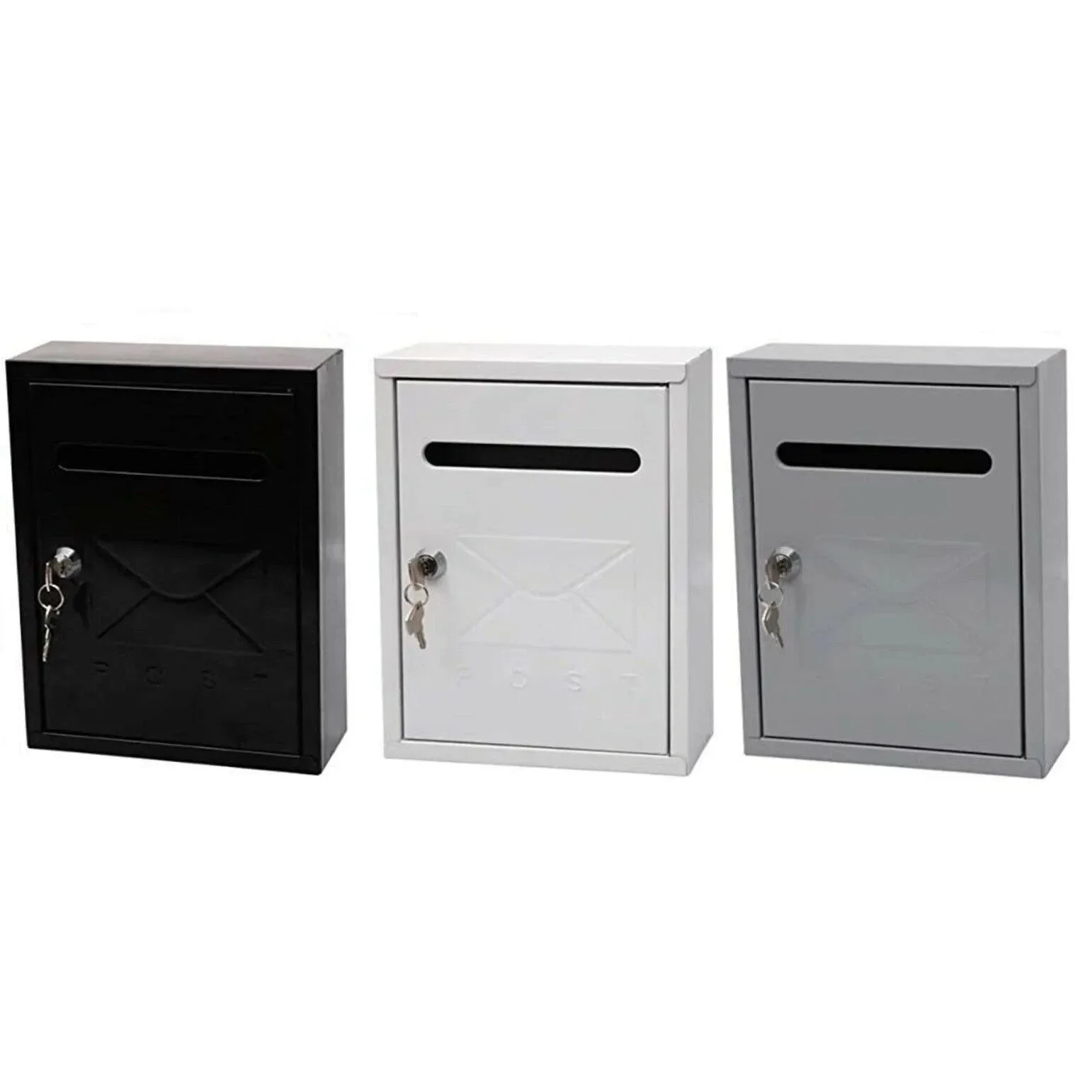 Buzón exterior metálico, 3 cores, motivo casita, correos exterior, para cartas