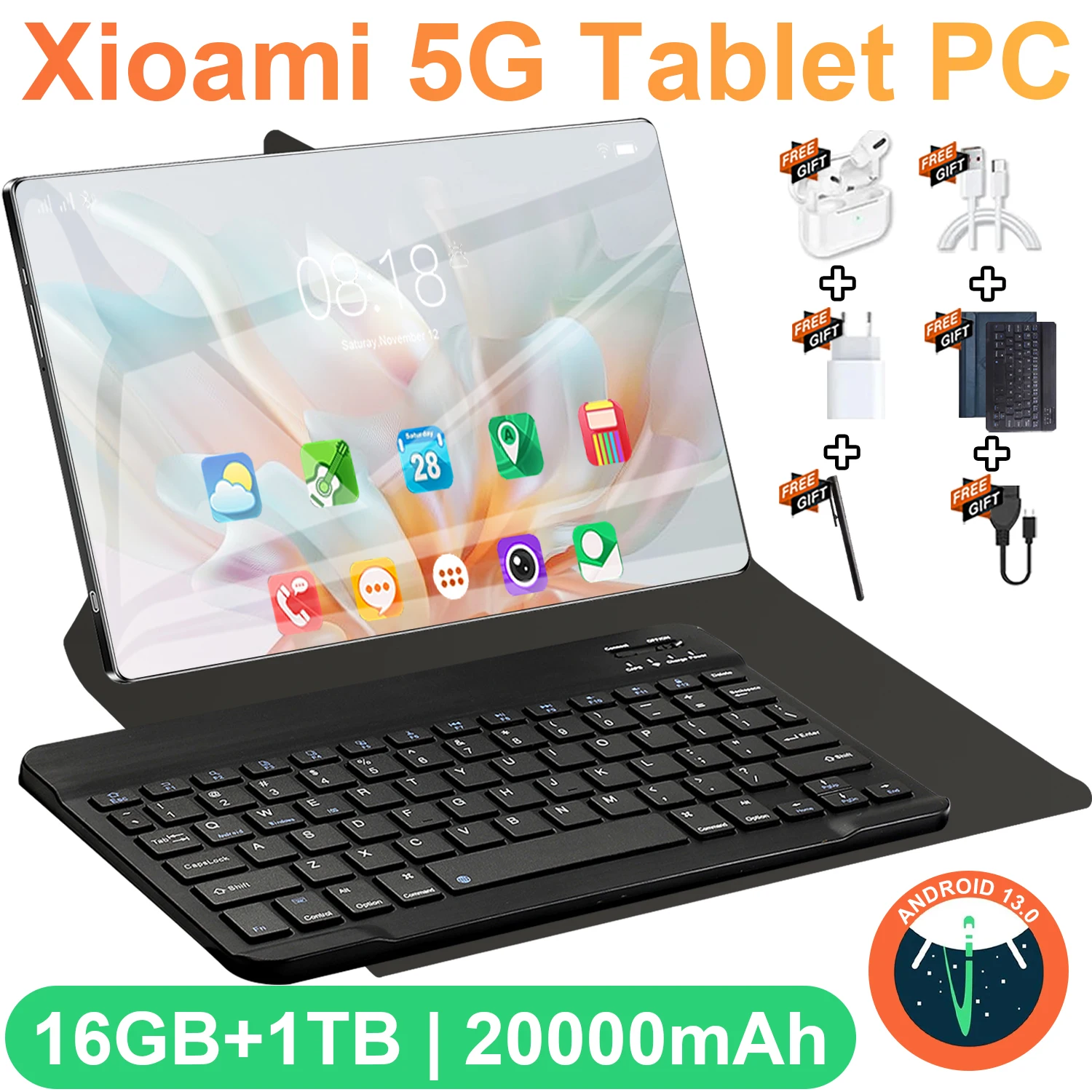 Global Version Original Xioami Tablet 11.6 inch HD 4K Android 13 16GB+1T 20000mAh 5G Dual SIM Bluetooth WiFi GPS Tablet