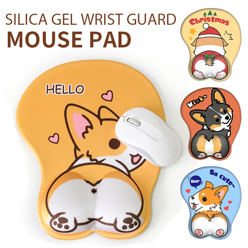 Cute Wrist Mouse Pad Support Anti-Slip 3D Silicone Hand Rest Cartoon Mat for Gaming Easy Typing for Deskpads Office Home Popular