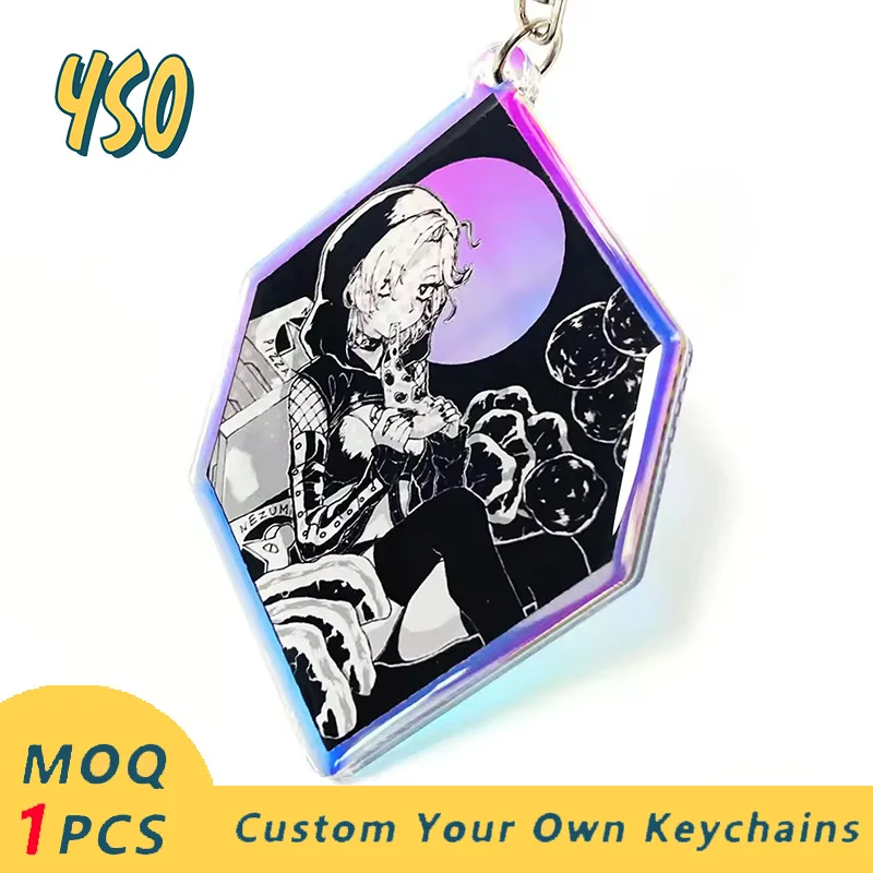 YSO CNC Diamond Cut Acrylic Keychain T-Shirt Custom Rainbow Charms