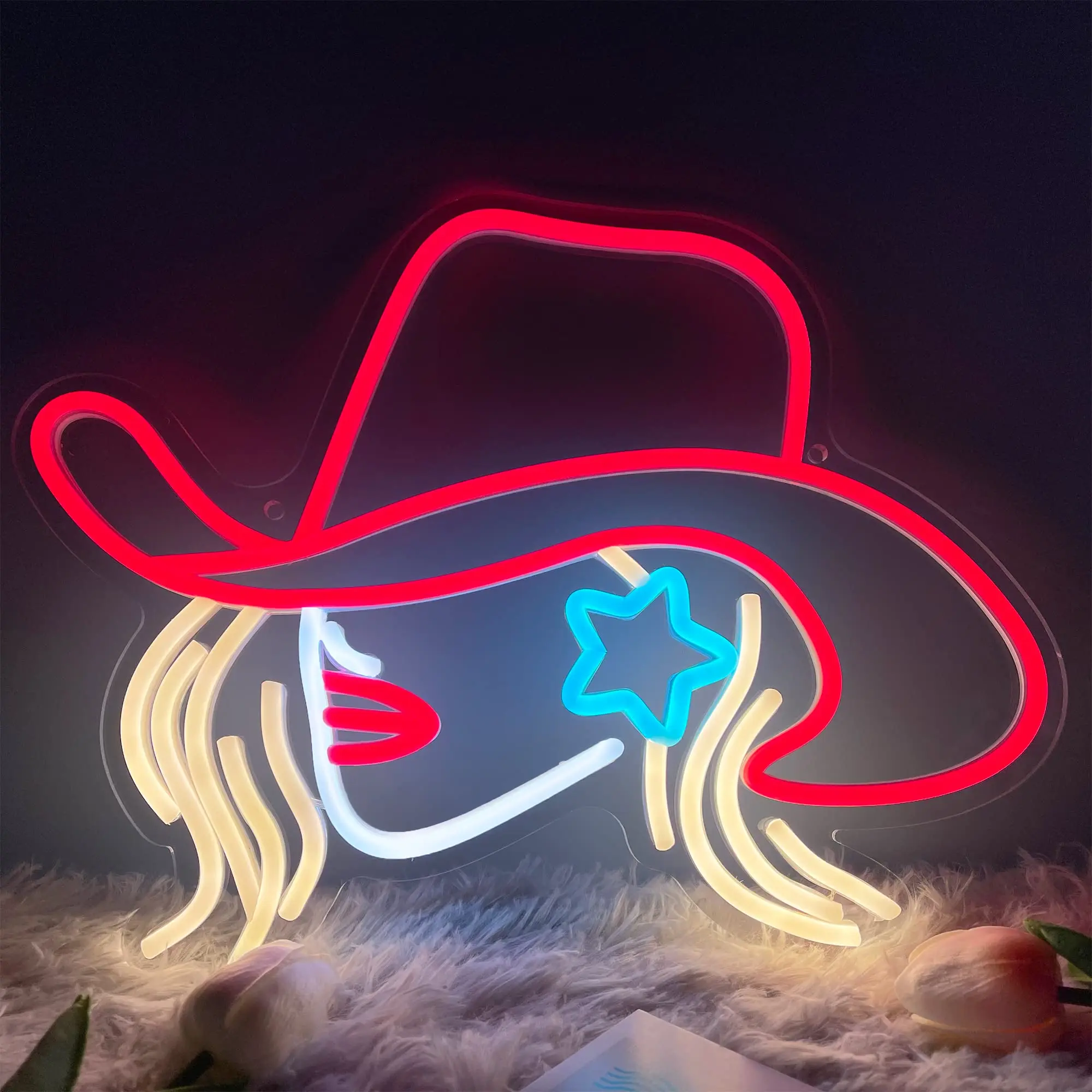 

Cowgirl Hat Led Neon Signs Light USB for Party Bar Club Restaurant Wall Hanging Neon Lights Wedding Christmas Decor