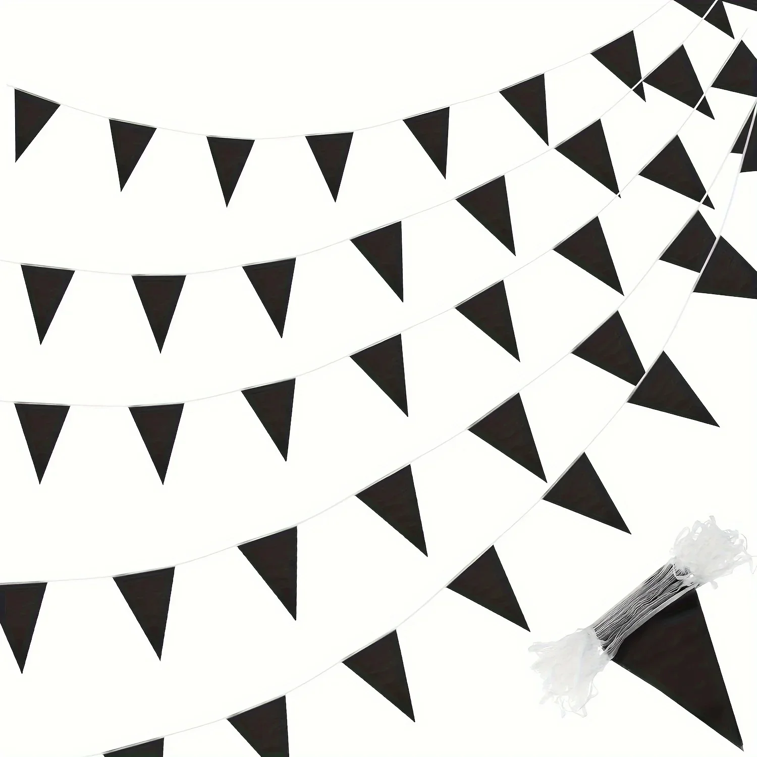 Flaga Trójkąt Bunting Bulk Garland Wielki otwór Mardi Gras Dekoracja urodzinowa Festiwal Uroczystość Na zewnątrz (czarny) — zdjęcie 2