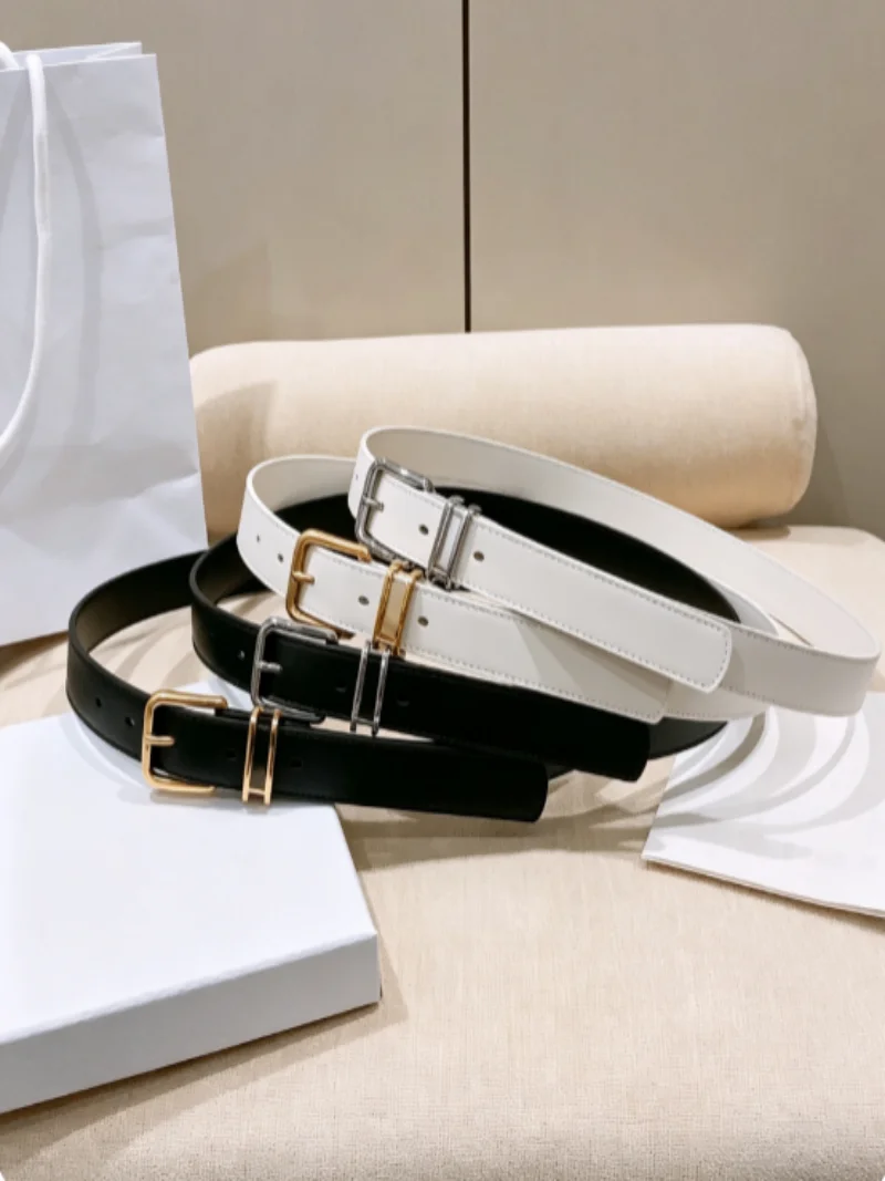 New Smooth Bovine Leather Material With Classic Letter Buckle Double-sided Design Belt