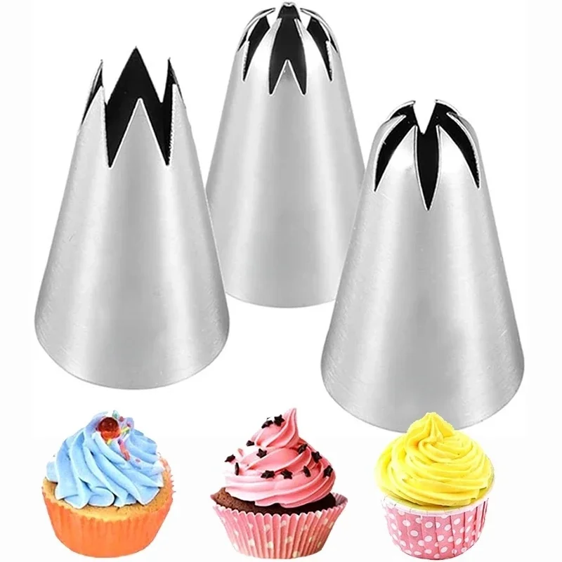 Ensemble de buses à pâtisserie en acier inoxydable, grand 2D/1M /2F, pointes de tuyauterie pour crème glacée, douille, confiserie, Cupcake, outil de décoration de gâteaux