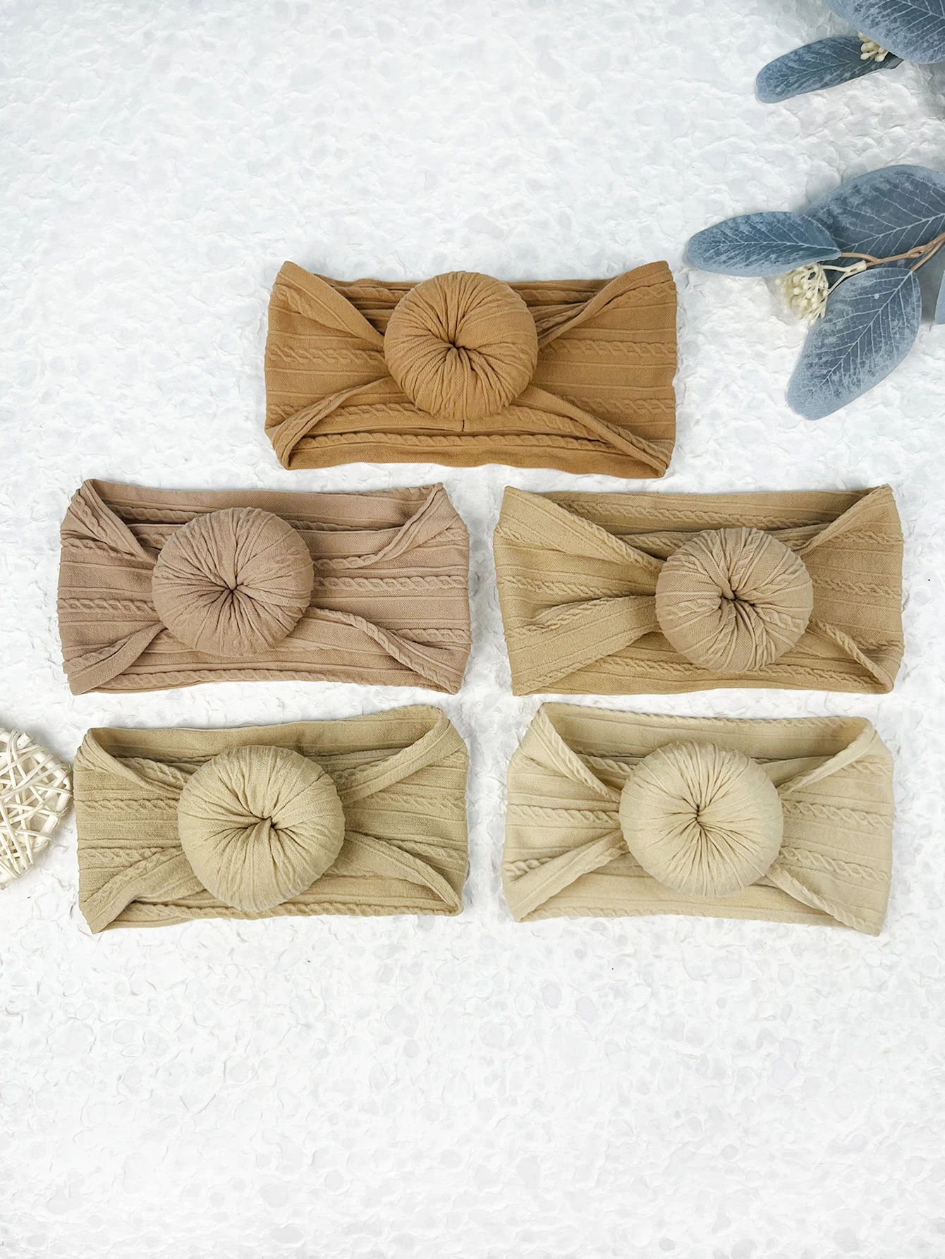

5pcs Coffee color Donut Hair Ties for Kids - Cute & Trendy Knitted Hair Accessories for Soft & Adorable