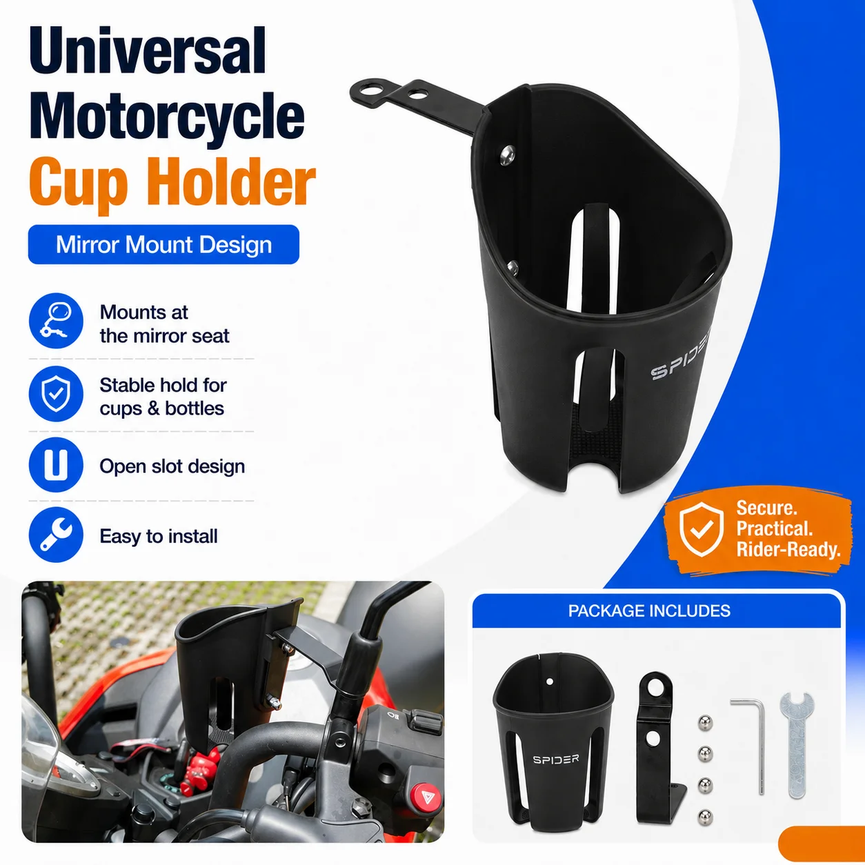 Motorcycle Cup Holder Universal Drink Bottle Mount Handlebar Mirror Bracket Aluminum Alloy Bike Water Bottle Holder Stand Kit