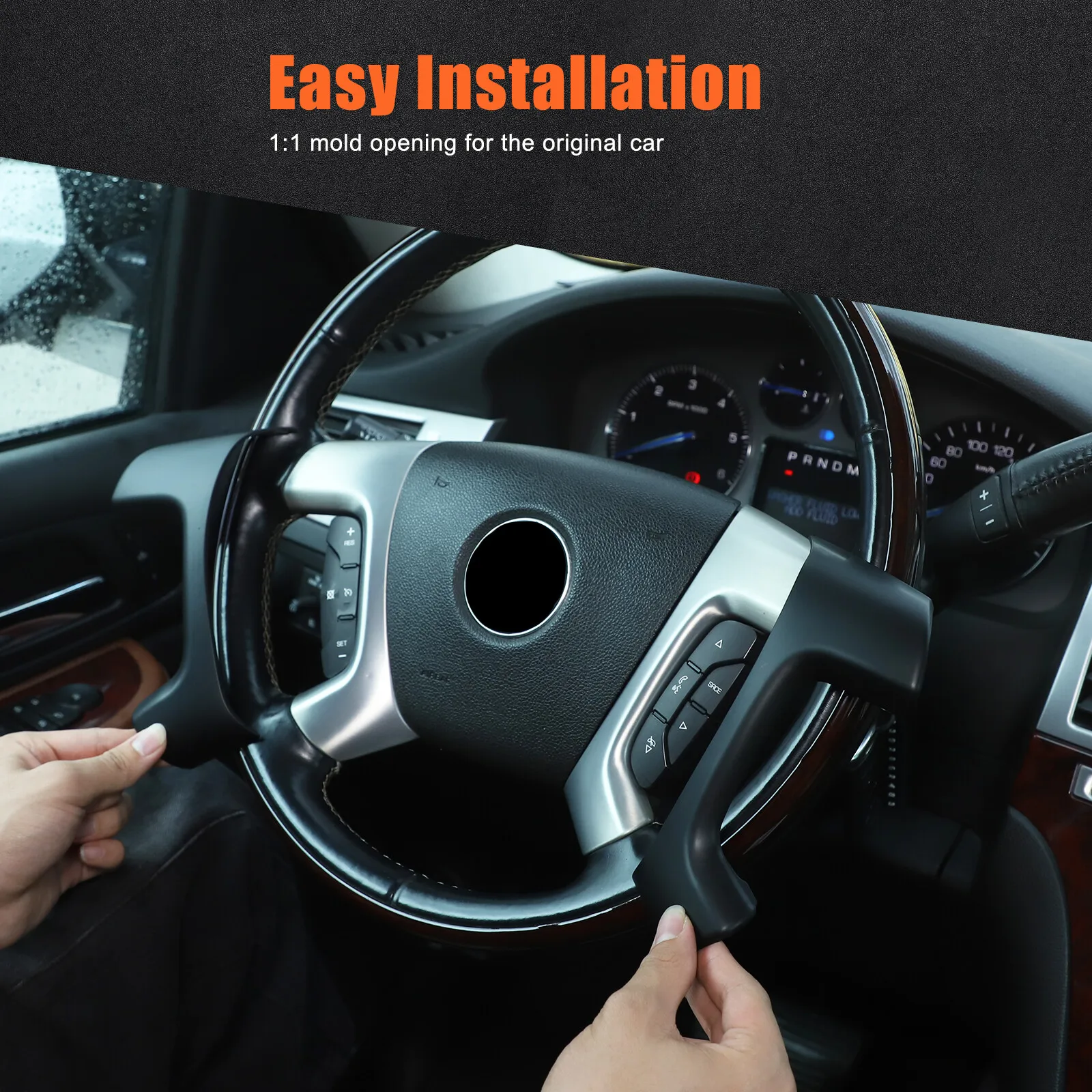 

ABS Carbon Steering Wheel Button Frame Cover For Cadillac Escalade 2007-2014 Steering Wheel Decorative Cover Accessories