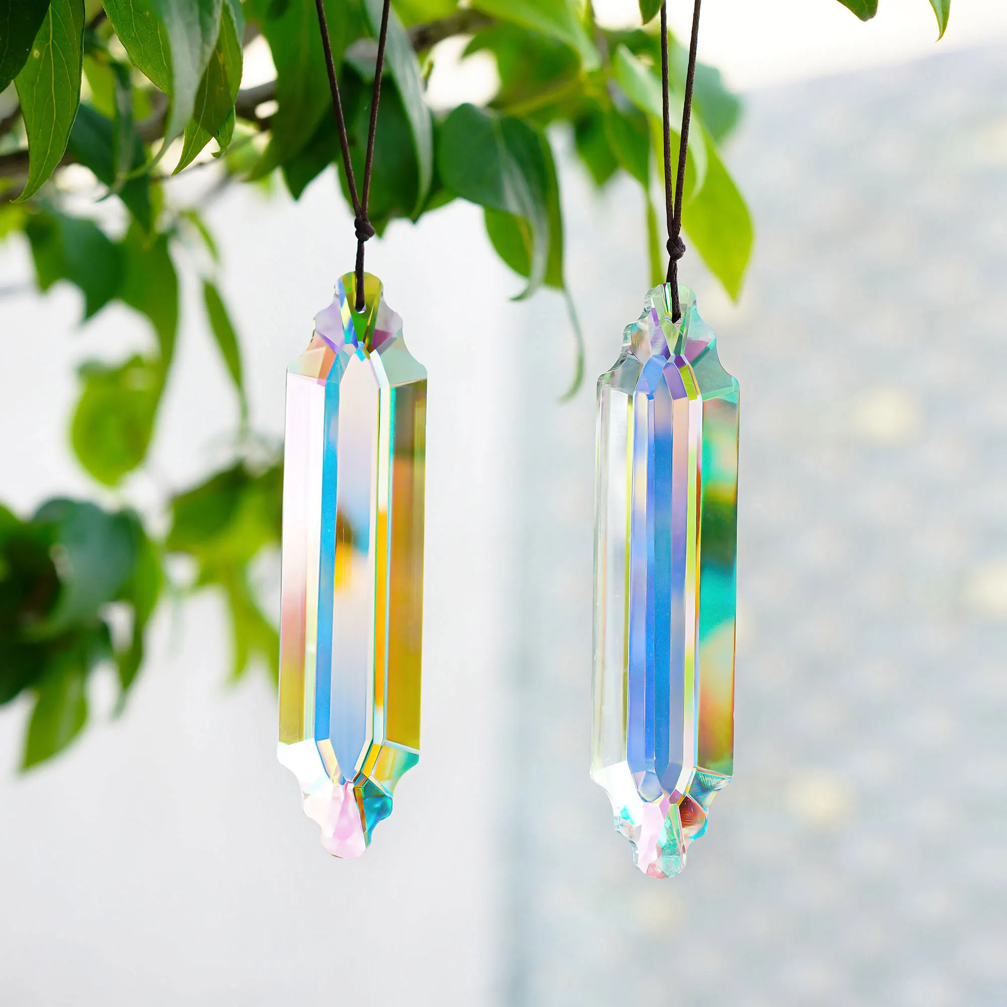 2pcs 120mm Large Crystal SunCatcher Prisms AB Colored Hexagone Hanging Suncatchers Rainbow Maker Decor for Home Garden Window