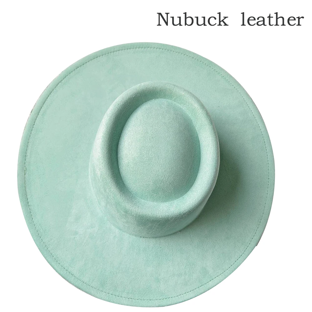 New Nubuck Leather Fedorahat Men\'s and Women\'s Concave Top Retro Wide brimmed Wide brimmed Panama Hat Pork Filling Hat