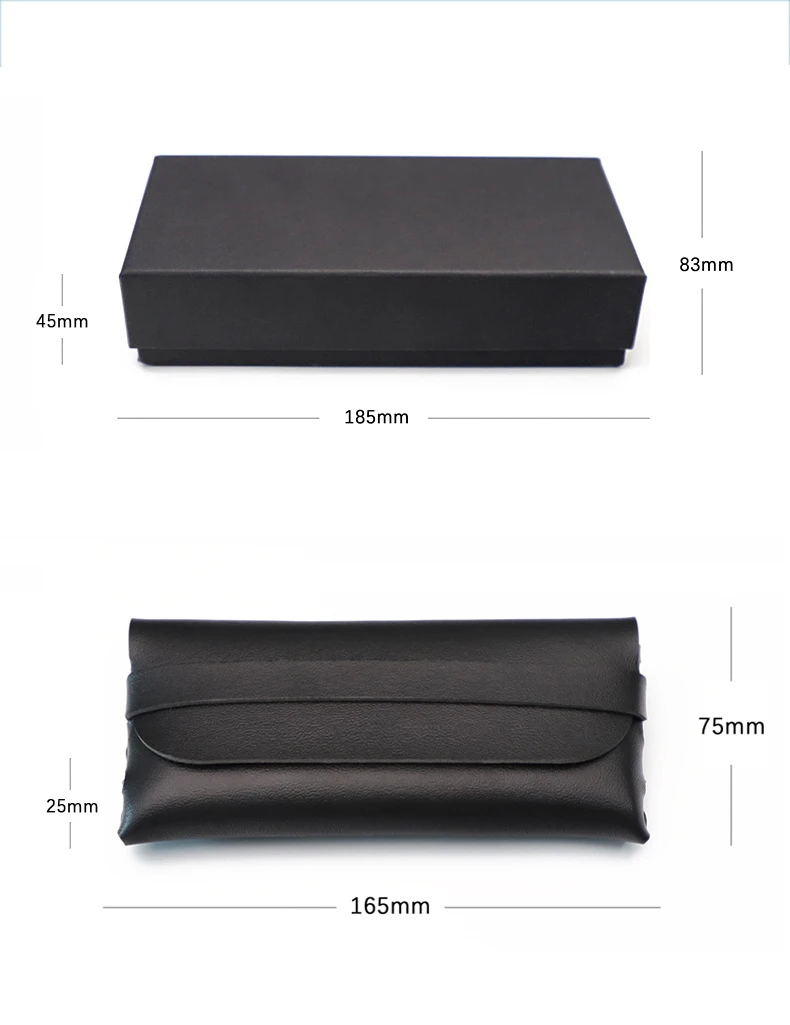 Custom Logo Packaging Set For Sun Glasses Black Paper box Soft Leather Case and Cleaning Cloth